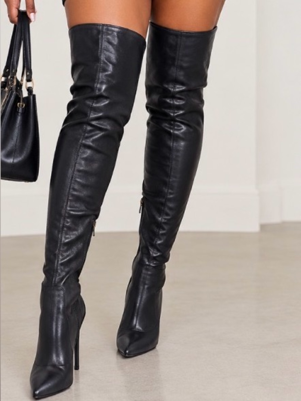 Steve Madden synthetic black Over-the-Knee Pointed Toe Stiletto Boots - SZ 11M